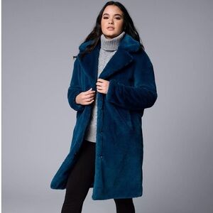 Simply Vera Wang Women's Long Faux-Fur Coat Size S